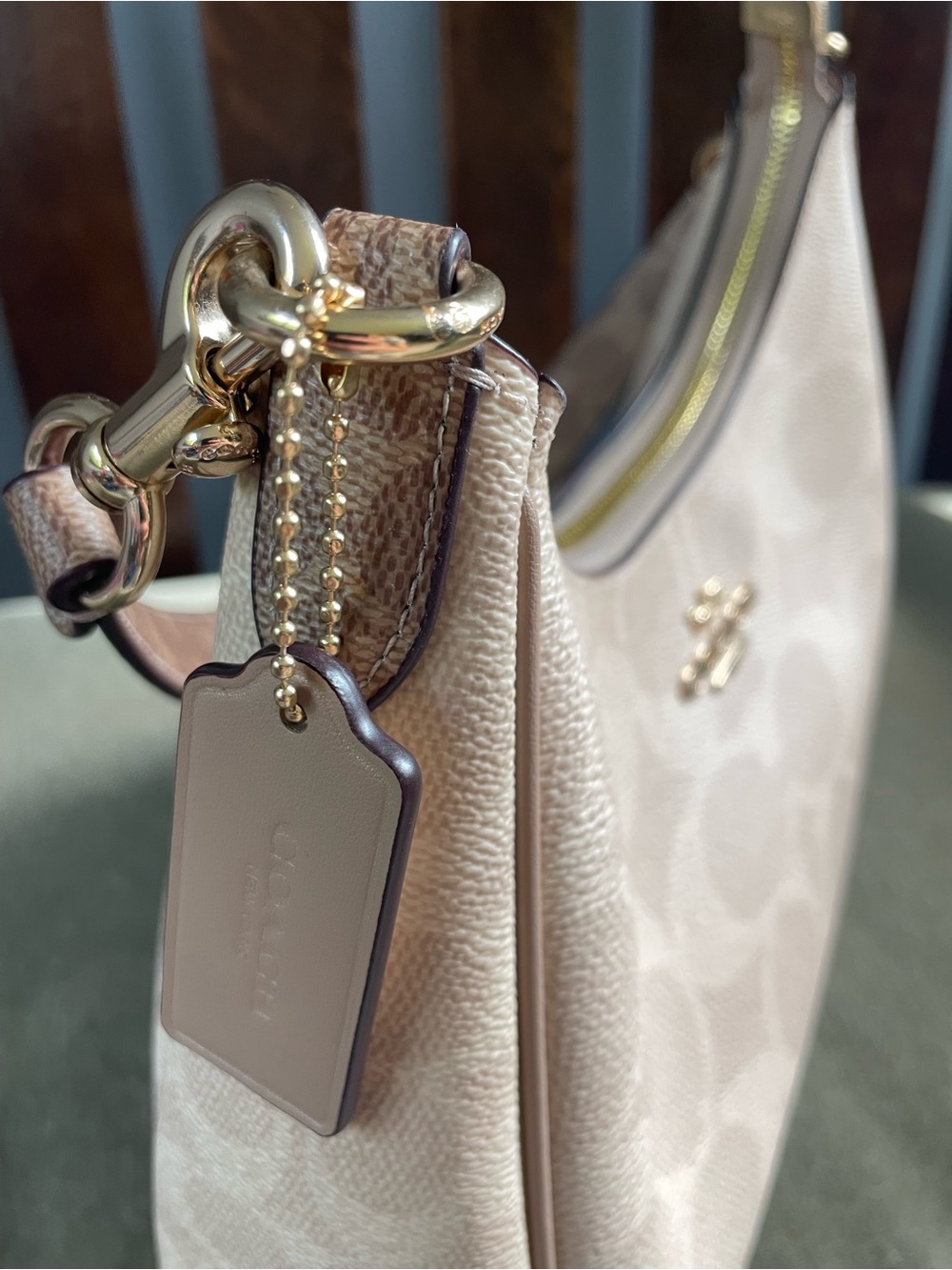COACH Teri Hobo Signature canvas in sand / tan with gold hardware / CAA69 - Picture 9 of 10